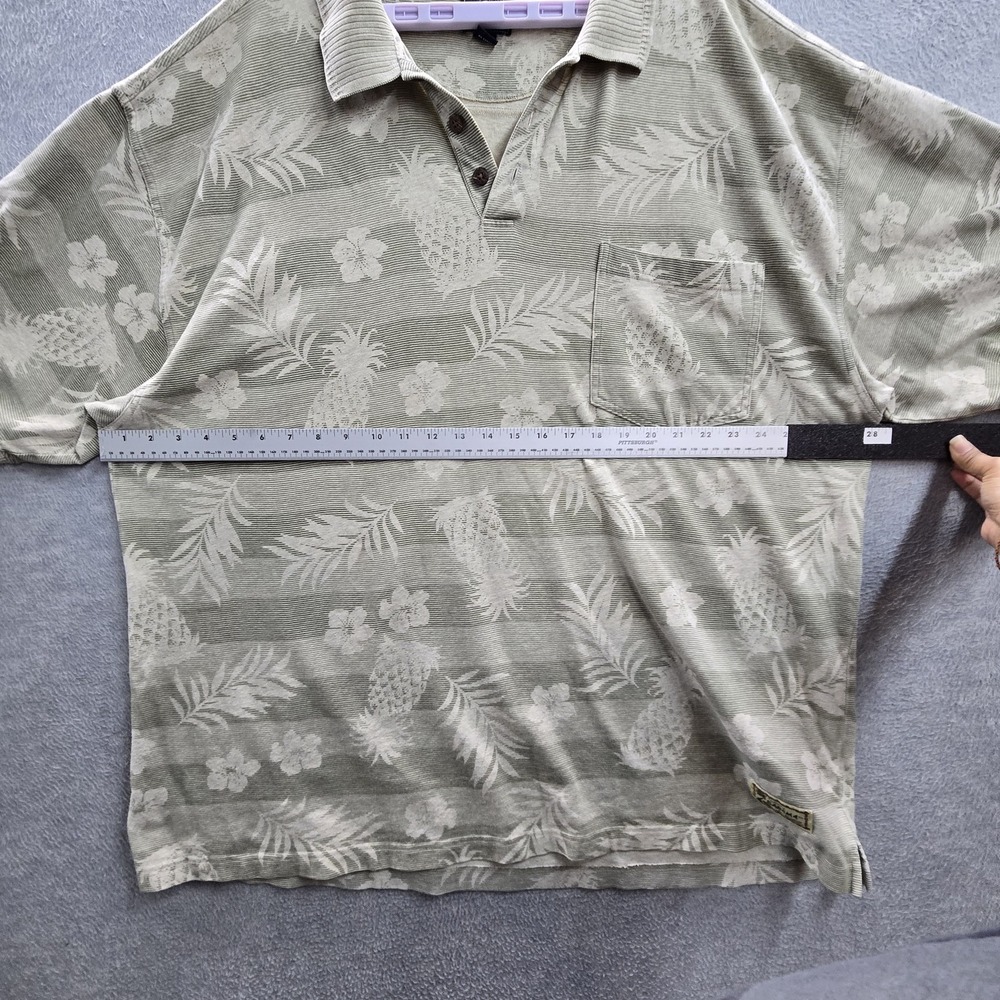 Tommy Bahama Men Polo XXL Green Floral Pineapples Hawaiian Short Sleeve - Picture 6 of 9